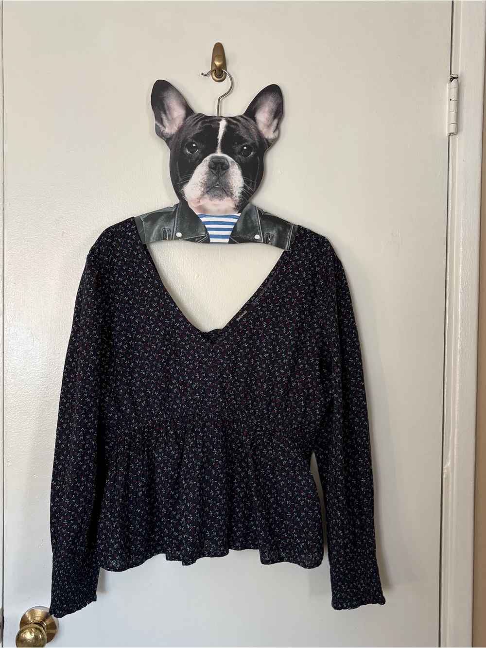 Madewell Navy Floral PeplumTop
